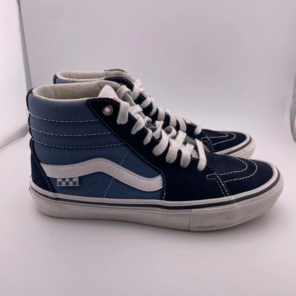 Vans SK8 Hi Pro Suede Canvas Skate Shoes Navy Blue White US‎ Men 7.5 UK 6.5